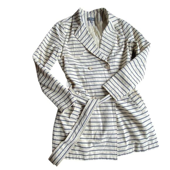 Market & Spruce Cream and Blue Stripe Jacket Size Small - Picture 4 of 12